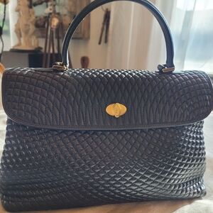 Bally Quilted Black Leather Handbag